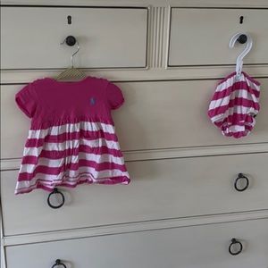 Ralph Lauren pink dress, matching diaper cover, 3M